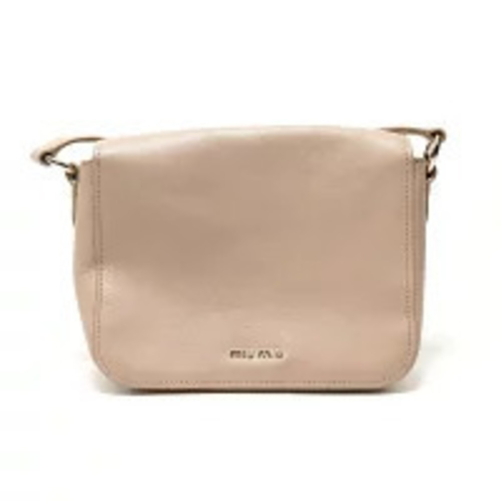 Miu Miu Vitello Phoenix Push Lock Shoulder Bag Beige Cream